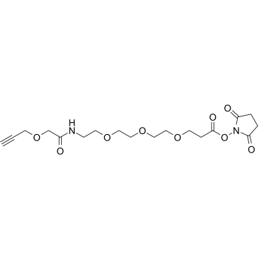 Propargyl-O-C1-amido-PEG3-C2-NHS ester